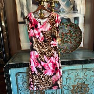 Cache Pink and Leopard Print Dress